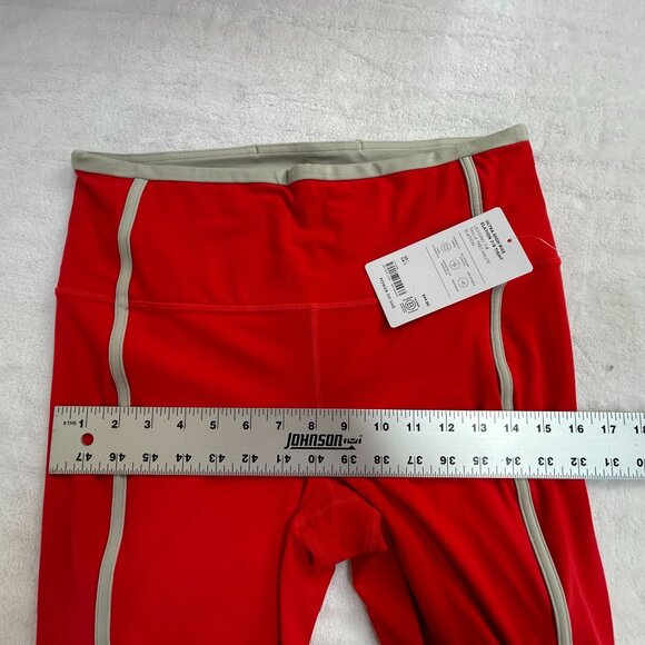 Athleta Ultra High Rise Elation 7/8 Tight Red Gray Stripe Large Yoga New $99 - Picture 5 of 8